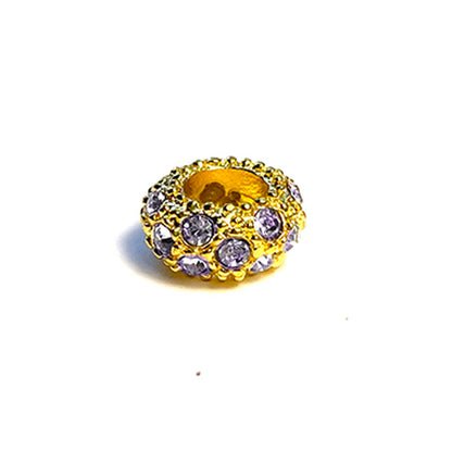 Big Hole European Rhinestone Gold Rondelle Beads