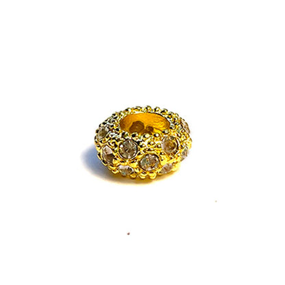 Big Hole European Rhinestone Gold Rondelle Beads