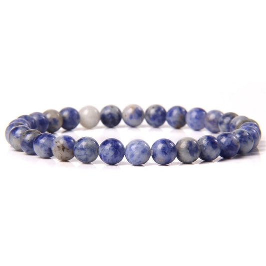 Bracelet extensible en pierres précieuses de jaspe tache bleue, 4-12 mm 