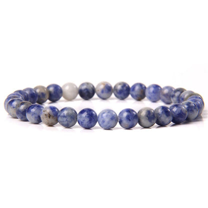 Blue spot jasper gemstone stretch bracelet, 4-12mm