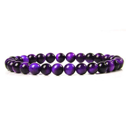 Bracelet extensible en œil de tigre violet, 6-12 mm