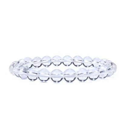 Clear Crystal Quartz Gemstone Stretch Bracelet, 6-12mm