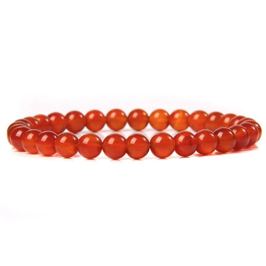 Bracelet de pierres précieuses rondes en agate rouge