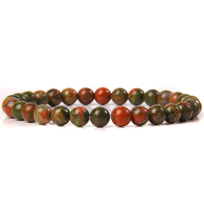 Unakite jasper gemstone stretch bracelet, 4-12mm