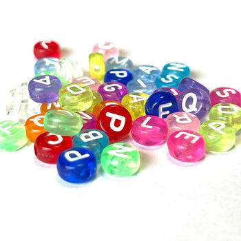 7mm Candy Flat Round Alphabet Beads, Transparent Clear Acrylic Colors Beads, Letter Beads, Colorful Beads, Kids Beads 