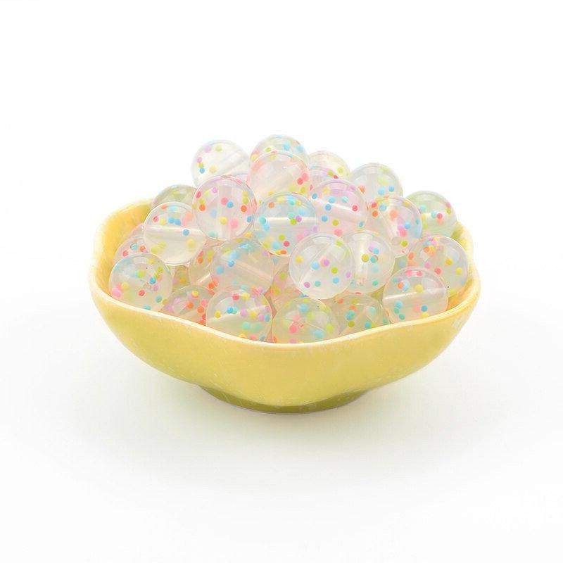 9 12 15 19mm Confetti Clear (dot) Silicone Beads, BPA Safe Round Silicone Food Grade Beads For DIY jewelry making 