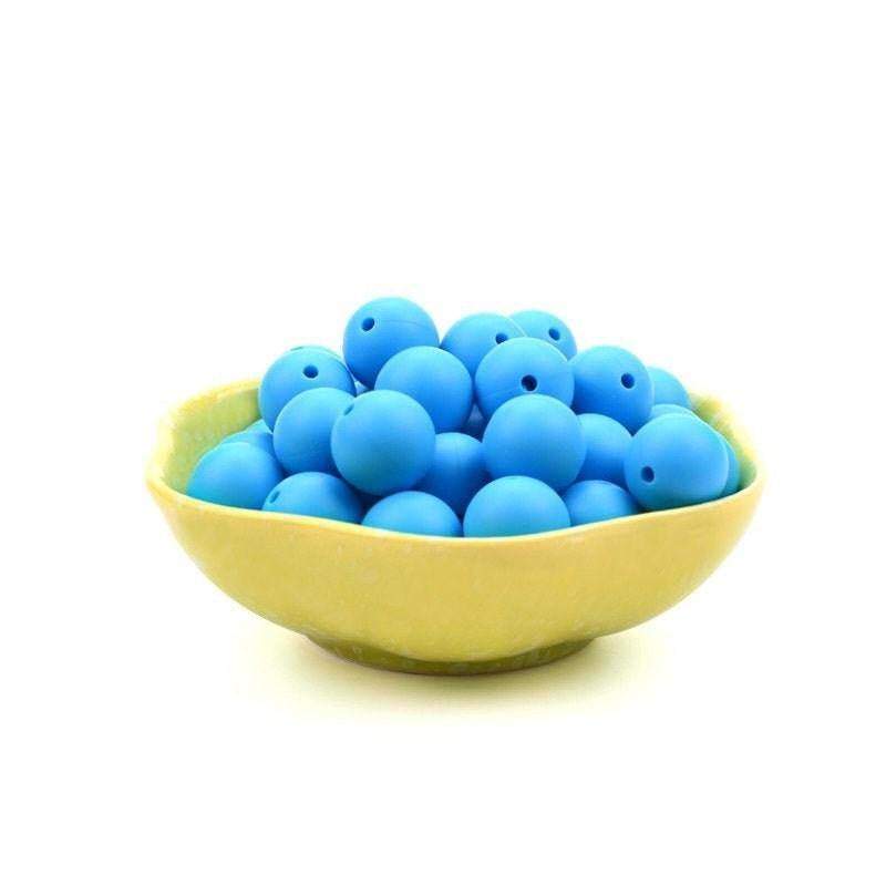 9 12 15 19mm deep sky blue Silicone Beads, BPA Safe Round Silicone Food Grade Beads For DIY jewelry making 