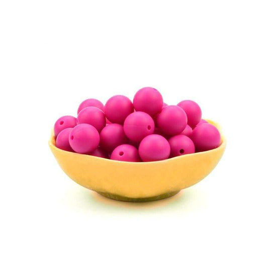9 12 15 19mm Fuchsia Silicone Beads, BPA Safe Round Silicone Food Grade Beads For DIY jewelry making 