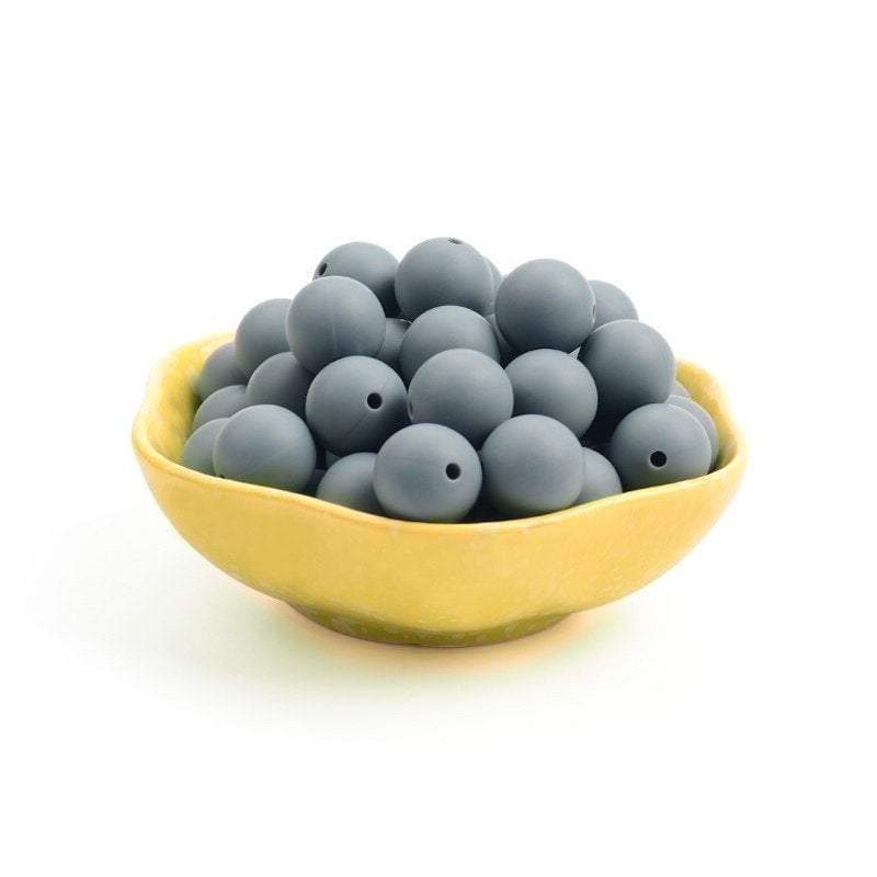 9 12 15 19mm Gray Silicone Beads, BPA Safe Round Silicone Food Grade Beads For DIY jewelry making 