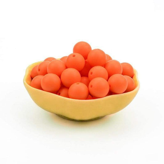 9 12 15 19mm Orange Silicone Beads, BPA Safe Round Silicone Food Grade Beads For DIY jewelry making 