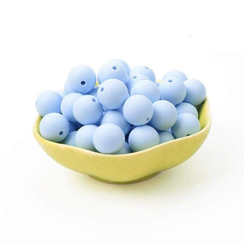 9 12 15 19mm Pastel Blue Silicone Beads, BPA Safe Round Silicone Food Grade Beads For DIY jewelry making 