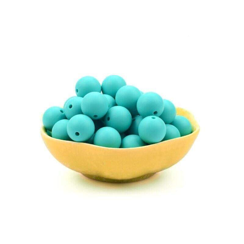 9 12 15 19mm Turquoise blue Silicone Beads, BPA Safe Round Silicone Food Grade Beads For DIY jewelry making 