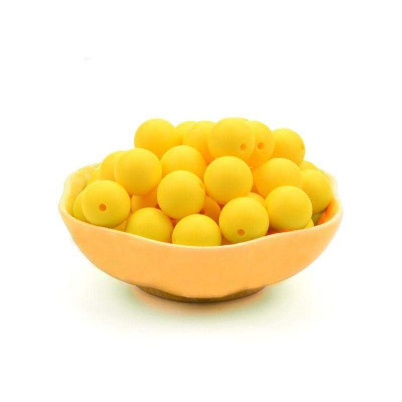 9 12 15 19mm Yellow Silicone Beads, BPA Safe Round Silicone Food Grade Beads For DIY jewelry making 