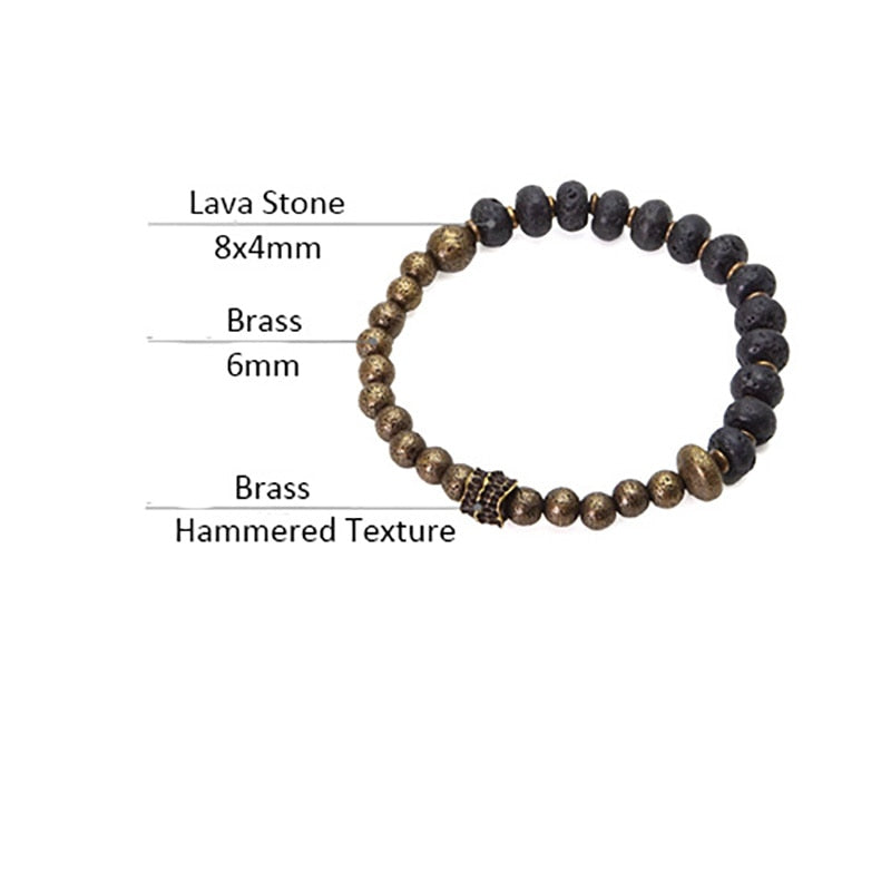 Black Lava and Oxidized Copper Beads Bracelet