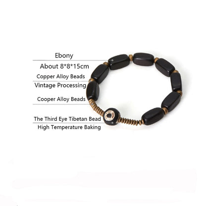 Vintage Copper and Ebony Wood Beads Bracelet