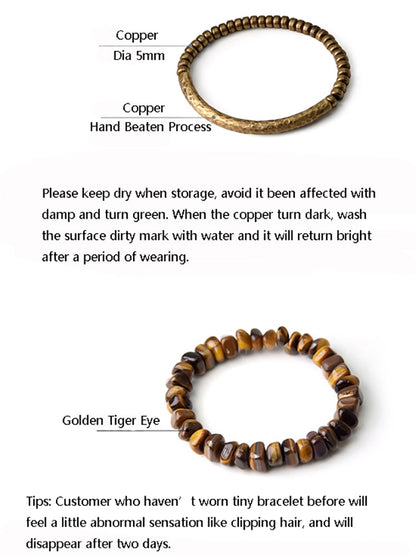 Golden Tiger-Eye Copper Beads Bracelet