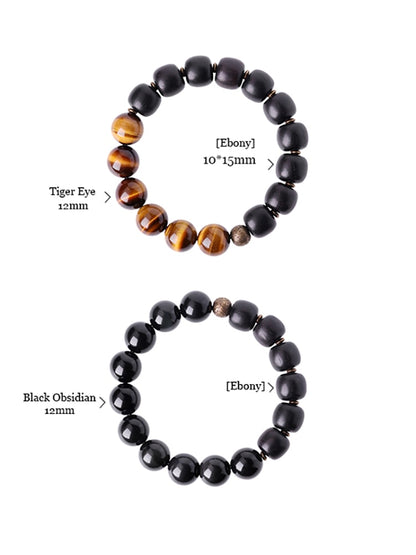 Golden Tiger-Eye Black Obsidian Beads Bracelet