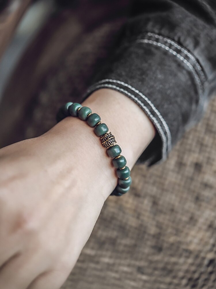 Green Bodhi Bead Stretch Bracelet