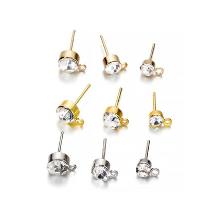 Klare Strass-Ohrstecker, 4–6 mm, mit Öse, 50 Stück