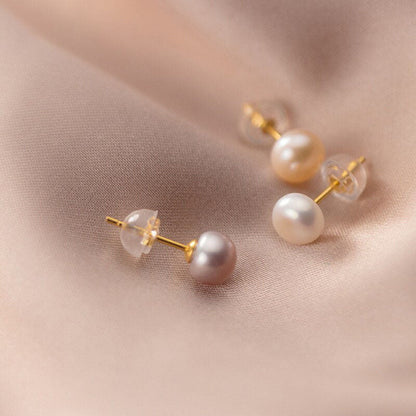 Multi-Color Natural Pearl Stud Earring