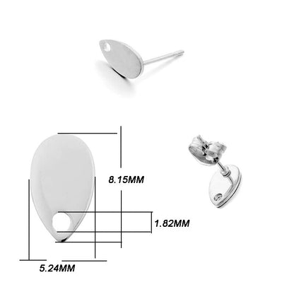 Edelstahl-Ohrstecker mit geometrischer Basis, 10 Stück