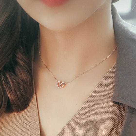 Rose Gold Geometric Heart Choker Necklace
