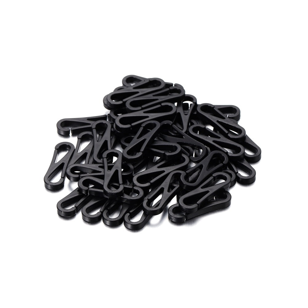 Crochet à chapeau en plastique noir, 30 pièces