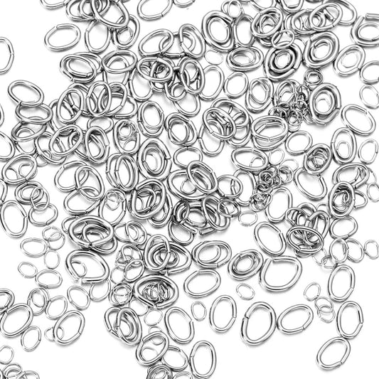 2.5-5mm Stainless Steel Olive Jump Rings, 200pcs