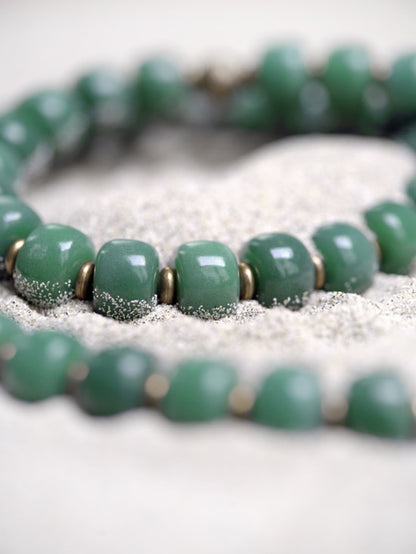 Bracelet à deux rangées de perles de graines de Bodhi naturelles