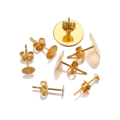 5-12mm Gold Stainless Steel Stud Earring Back, 20pcs