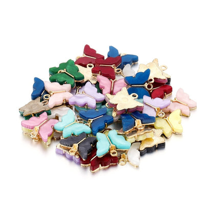 Colorful Resin Butterfly Pendant, 10pcs