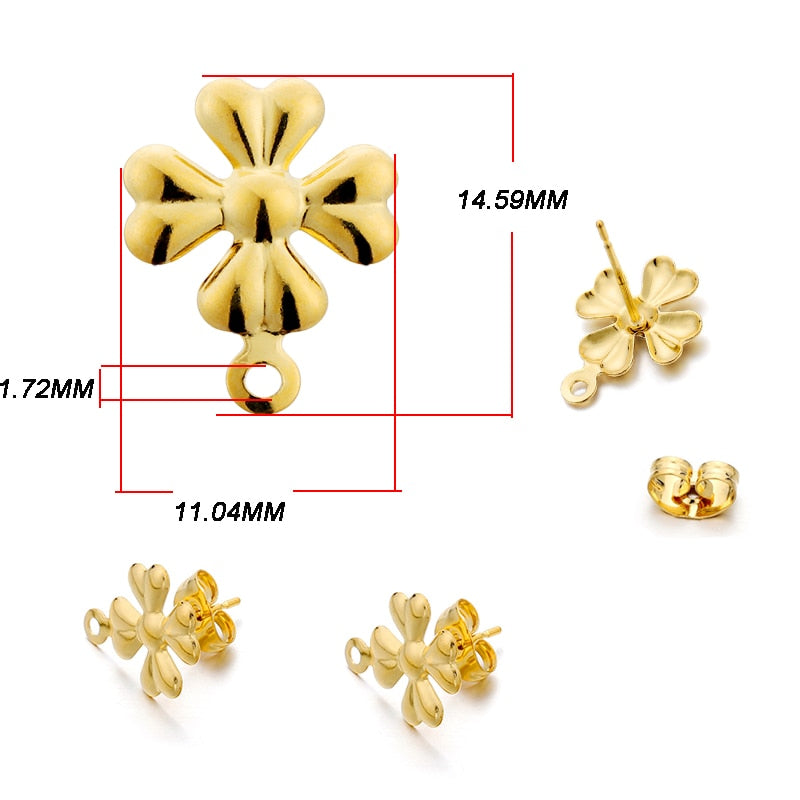 Edelstahl-Ohrstecker mit geometrischer Basis, 10 Stück