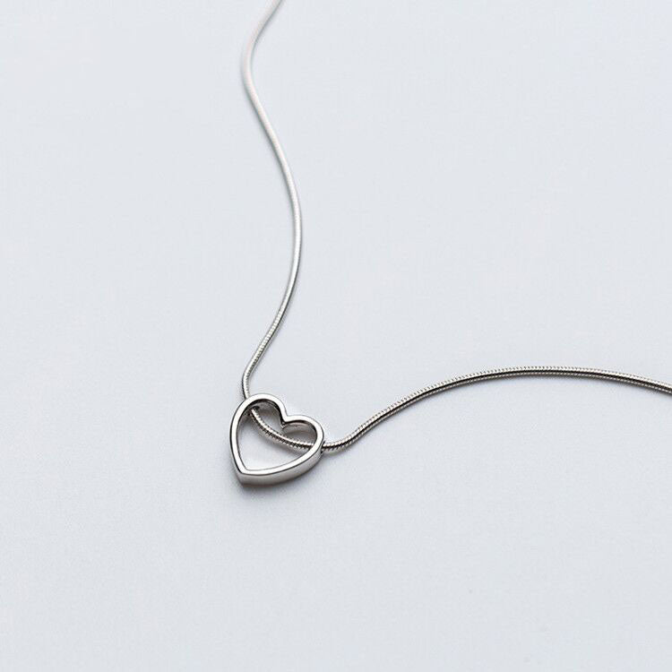 Schlichte Herz-Anhänger-Halskette aus Sterlingsilber