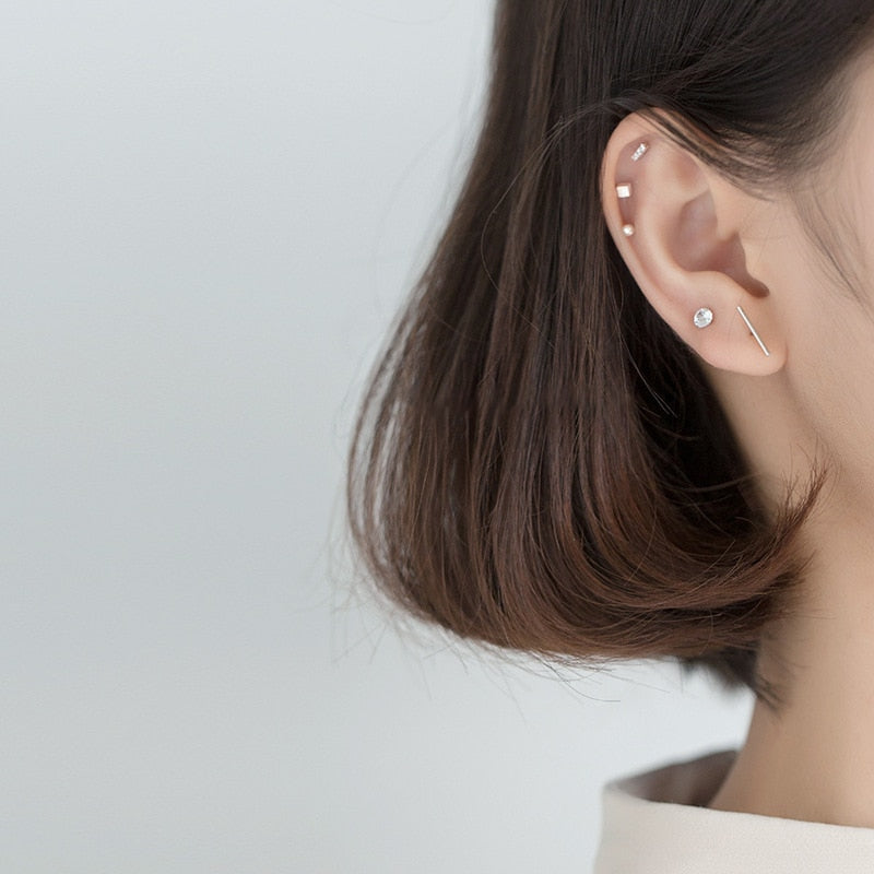 One Set of Five Geometric Stud Earrings