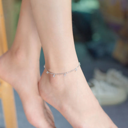 Shining Zircon Sterling Silver Anklet