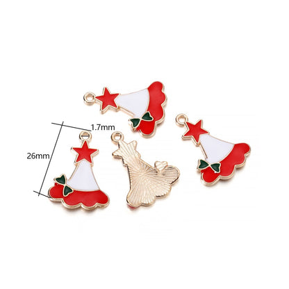 Metal Enamel Christmas Pendants, 10-15Pcs