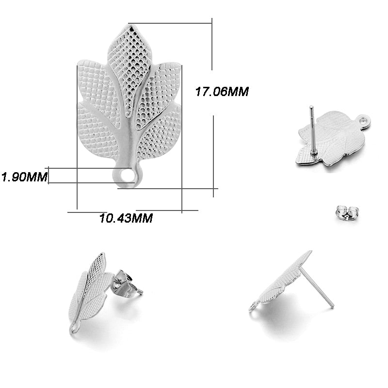 Stainless Steel Geometric Base Earring Stud, 10pcs