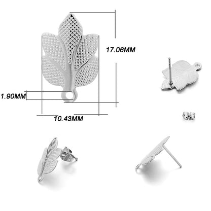 Edelstahl-Ohrstecker mit geometrischer Basis, 10 Stück