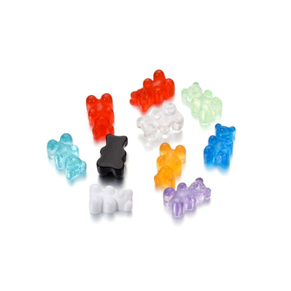 Transparent Cartoon Candy Bear Charm Pendants, 10Pcs