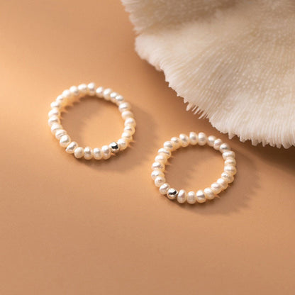 Pearl Stackable Silver Ring