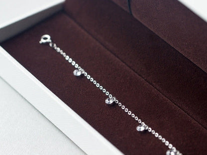 Shining Zircon Sterling Silver Anklet