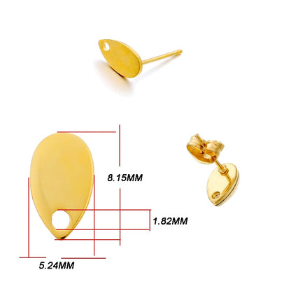 Edelstahl-Ohrstecker mit geometrischer Basis, 10 Stück