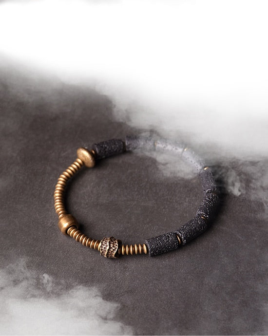 Lava Stone Diffuser, Hand Processed Copper Beads Bracelet
