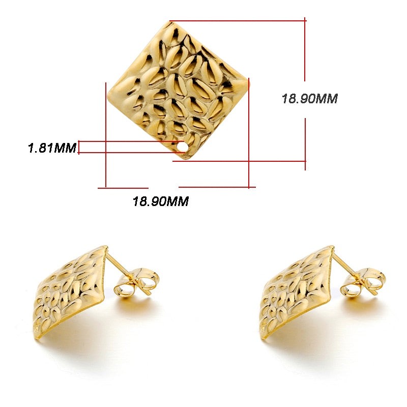 Stainless Steel Geometric Base Earring Stud, 10pcs