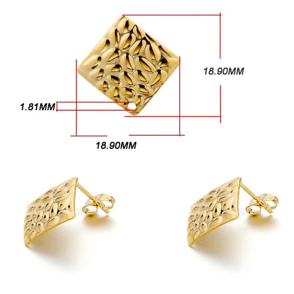 Stainless Steel Geometric Base Earring Stud, 10pcs