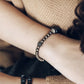 Two Set Suit Ebony Copper Bracelet, Oxidized Hammered Charm