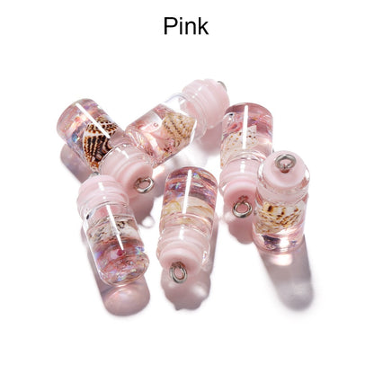 Conch Shell Ocean Drift Bottle Pendants, 10pcs