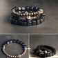 Two Set Suit Ebony Copper Bracelet, Oxidized Hammered Charm