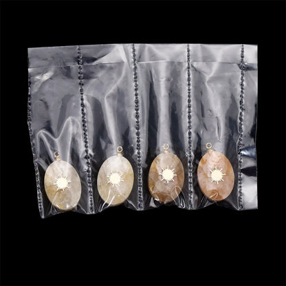 Stainless Steel Natural Stone Pendants, 4pcs