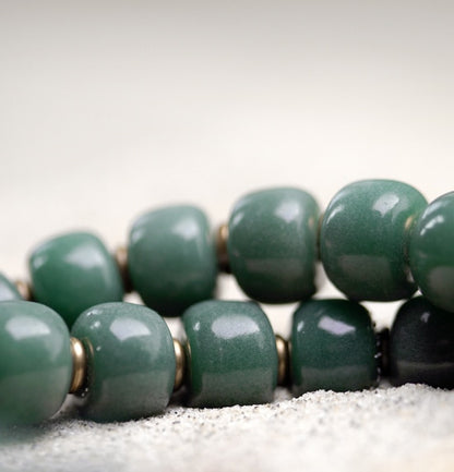 Green Bodhi Seed Bracelet with Brass Charm